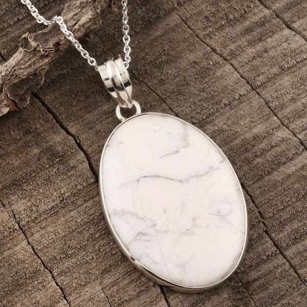 Alternate image for Howlite Pendant Necklace White Mist