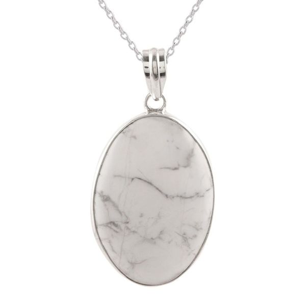 Alternate image for Howlite Pendant Necklace White Mist