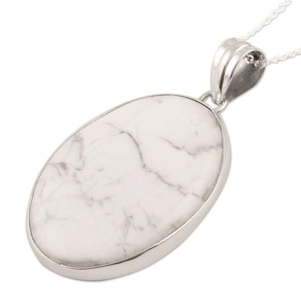 Alternate image for Howlite Pendant Necklace White Mist