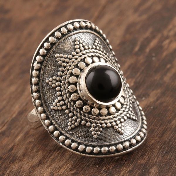 Alternate image for Dramatic Onyx and Sterling Silver Cocktail Ring Royal Rawa