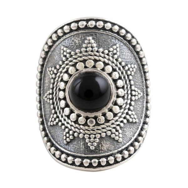 Alternate image for Dramatic Onyx and Sterling Silver Cocktail Ring Royal Rawa