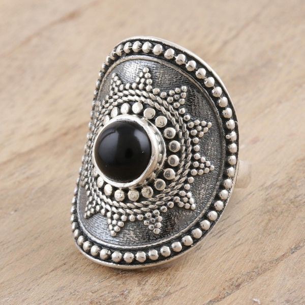Alternate image for Dramatic Onyx and Sterling Silver Cocktail Ring Royal Rawa