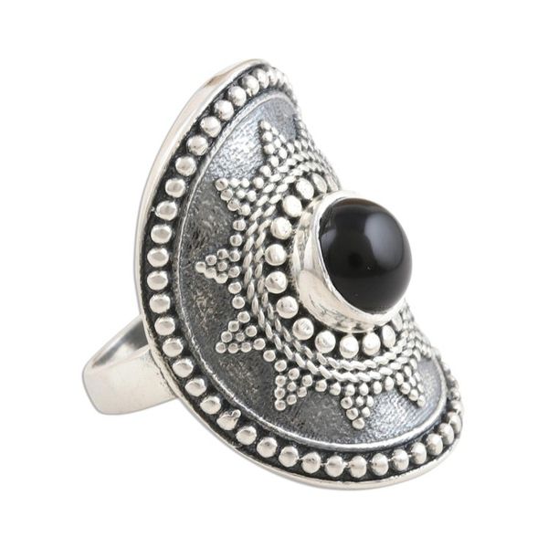 Alternate image for Dramatic Onyx and Sterling Silver Cocktail Ring Royal Rawa