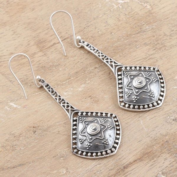 Alternate image for Artisan Crafted Sterling Silver Dangle Earrings from India First Star