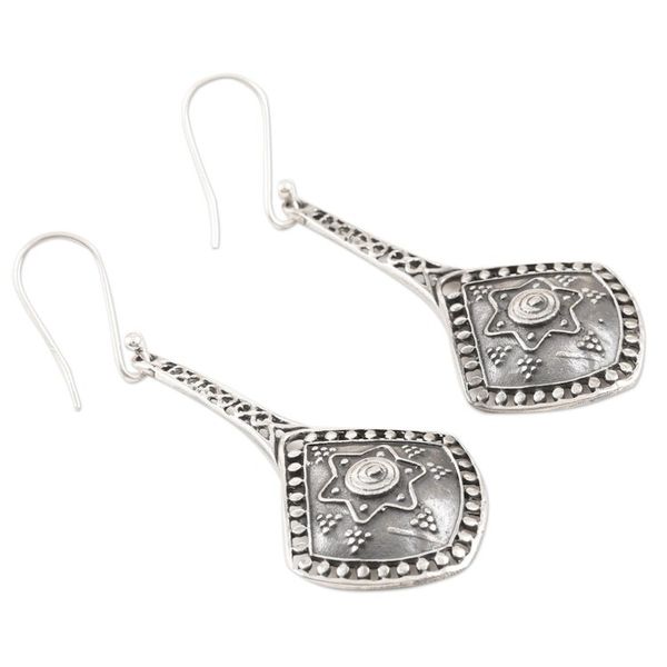 Alternate image for Artisan Crafted Sterling Silver Dangle Earrings from India First Star