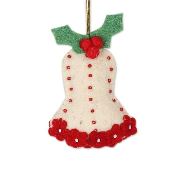 Alternate image for Wool Felt Bell Ornaments Set of 4 Holly Bells