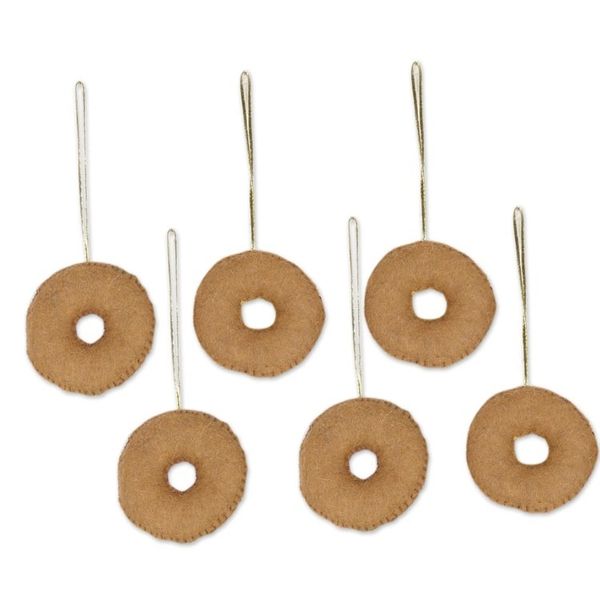Alternate image for Handmade Wool Felt Doughnut Ornaments Set of 6 Sweet Sprinkles