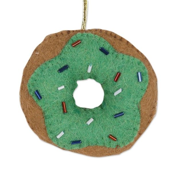 Alternate image for Handmade Wool Felt Doughnut Ornaments Set of 6 Sweet Sprinkles
