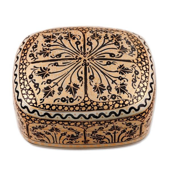 Alternate image for Hand Painted Black and Gold Decorative Box Srinagar Delight
