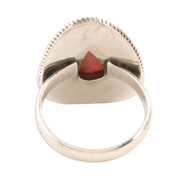 Alternate image for Pear-Shaped Rhodochrosite Silver Cocktail Ring Jaipur Dreams