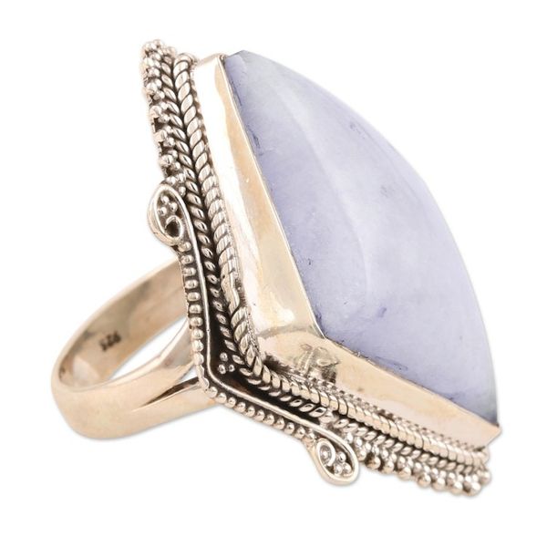 Alternate image for Diamond-Shaped Rainbow Moonstone Cocktail Ring from India Misty Diamond
