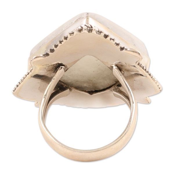 Alternate image for Diamond-Shaped Rainbow Moonstone Cocktail Ring from India Misty Diamond