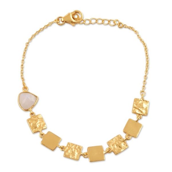 Alternate image for 18k Gold Plated Rainbow Moonstone Bracelet Golden Plaza