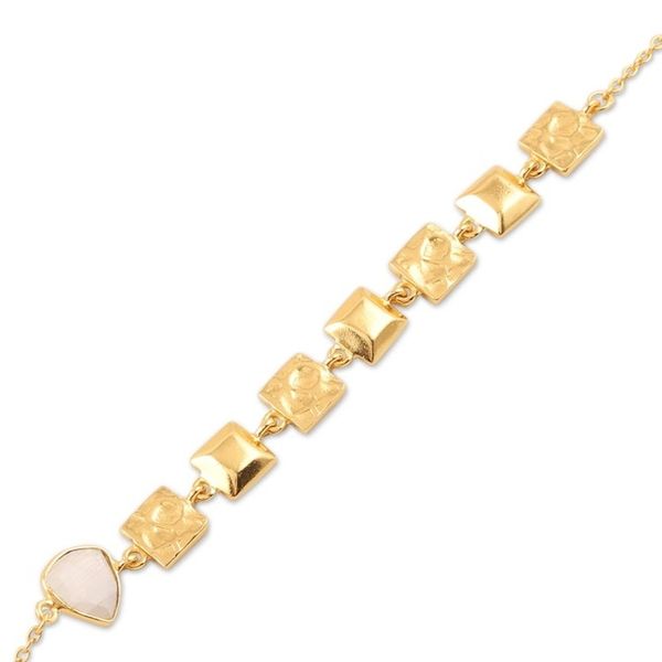 Alternate image for 18k Gold Plated Rainbow Moonstone Bracelet Golden Plaza