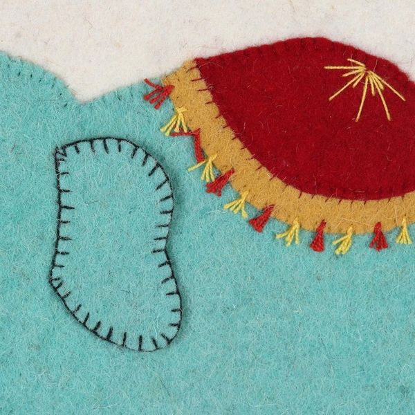 Alternate image for Handmade Wool Christmas Stocking Festive Elephant in Ivory