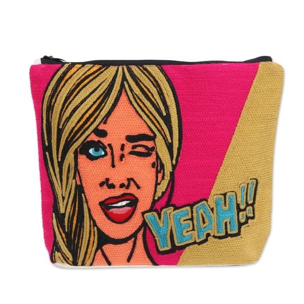 Alternate image for Artisan Crafted Embroidered Cotton Cosmetic Bag Thrilling Moment