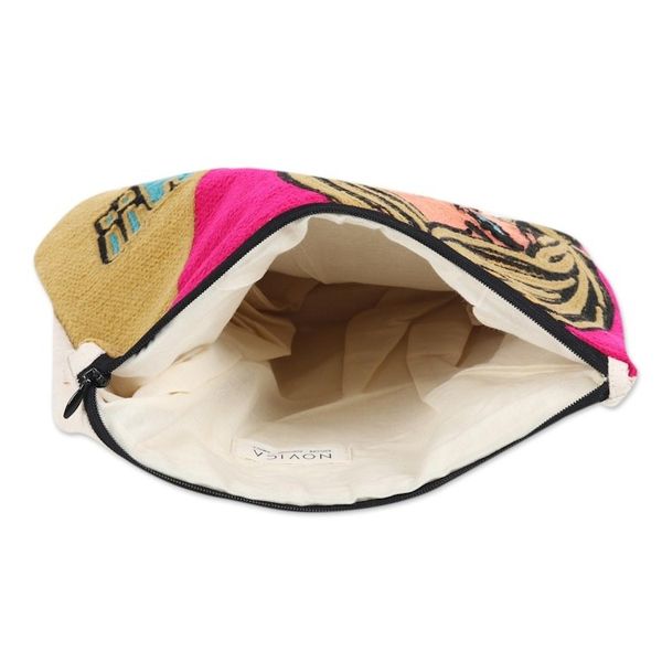 Alternate image for Artisan Crafted Embroidered Cotton Cosmetic Bag Thrilling Moment
