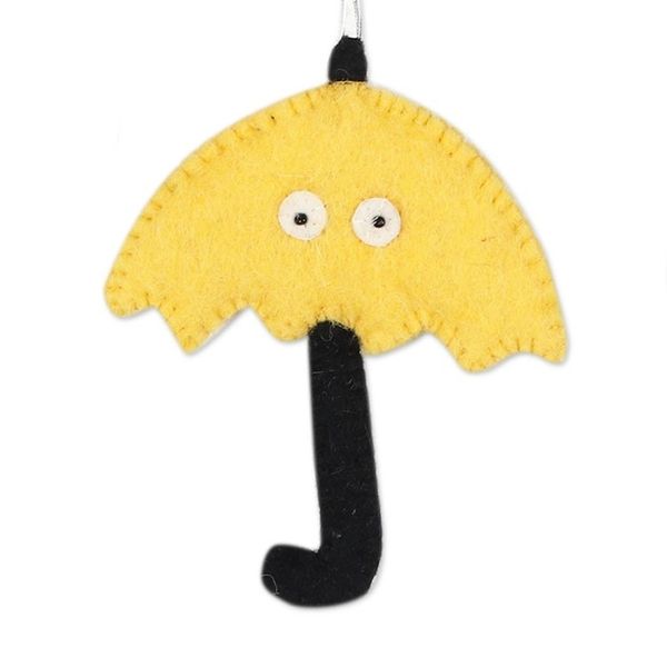 Alternate image for Wool Felt Umbrella Ornaments with Eyes Set of 4 Eyes on the Weather