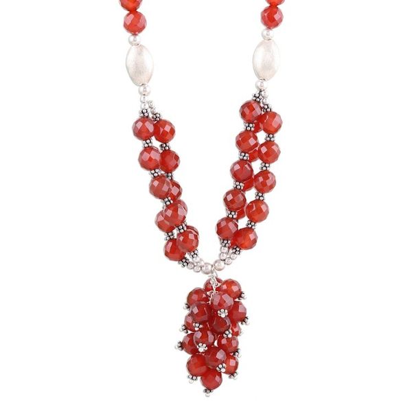 Alternate image for Red Onyx Beaded Pendant Necklace from India Dazzling Bouquet