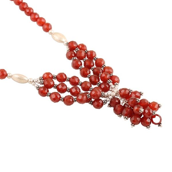 Alternate image for Red Onyx Beaded Pendant Necklace from India Dazzling Bouquet