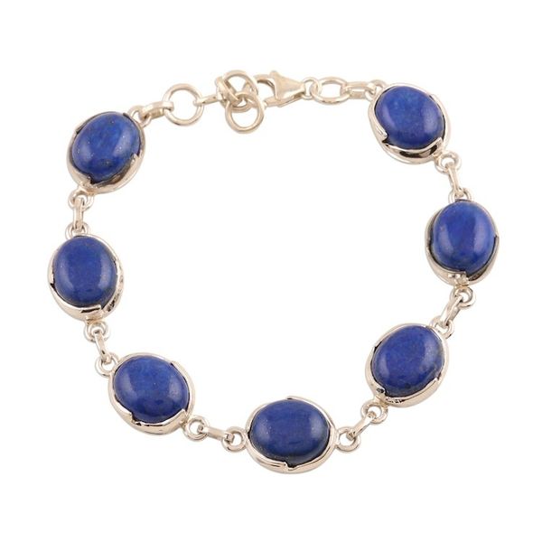 Alternate image for Sterling Silver and Lapis Lazuli Link Bracelet Saputara Saga