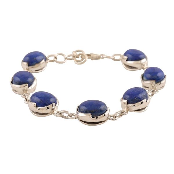 Alternate image for Sterling Silver and Lapis Lazuli Link Bracelet Saputara Saga