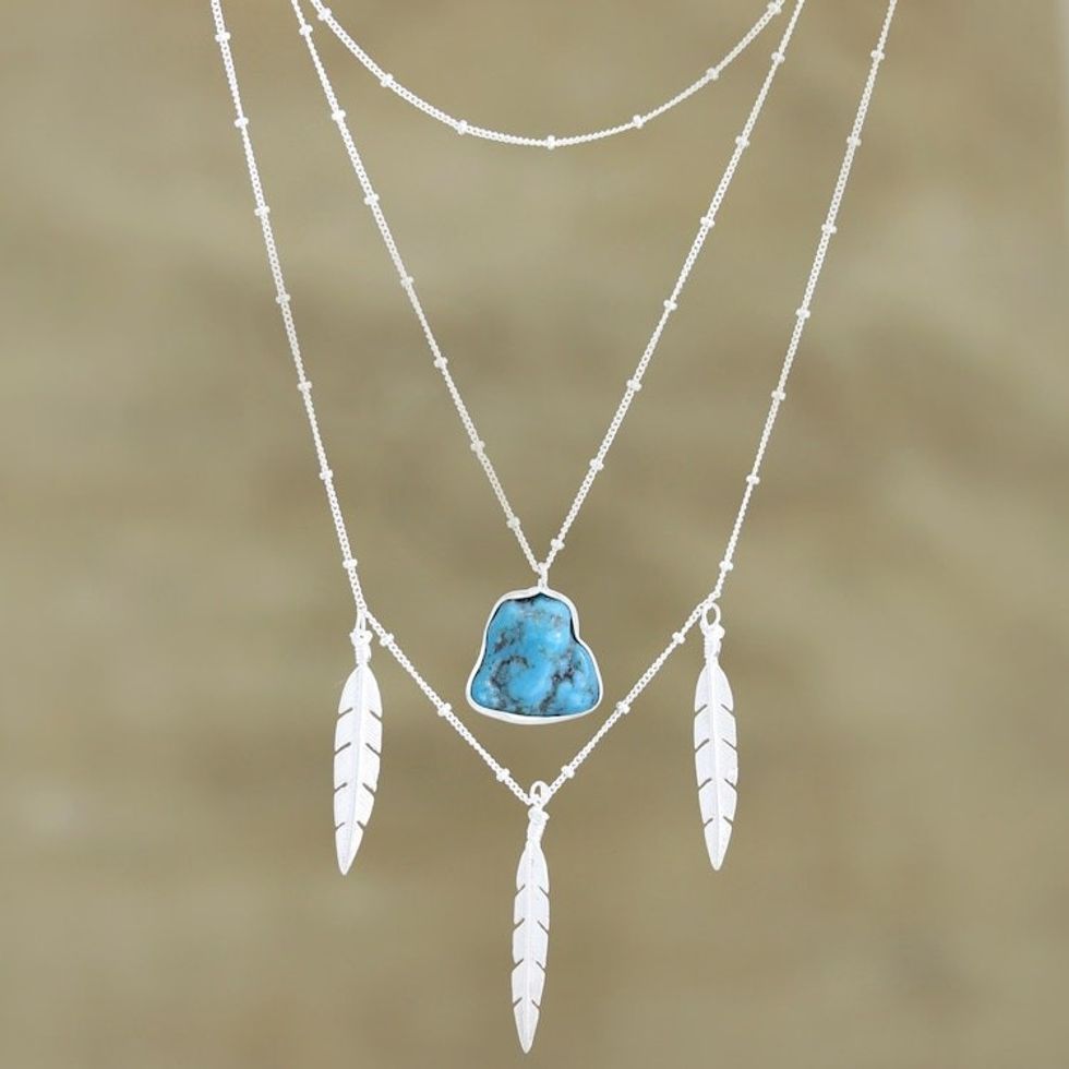 Hand Made Sterling Silver Leaf-Themed Pendant Necklace 'Leaves in Fall'