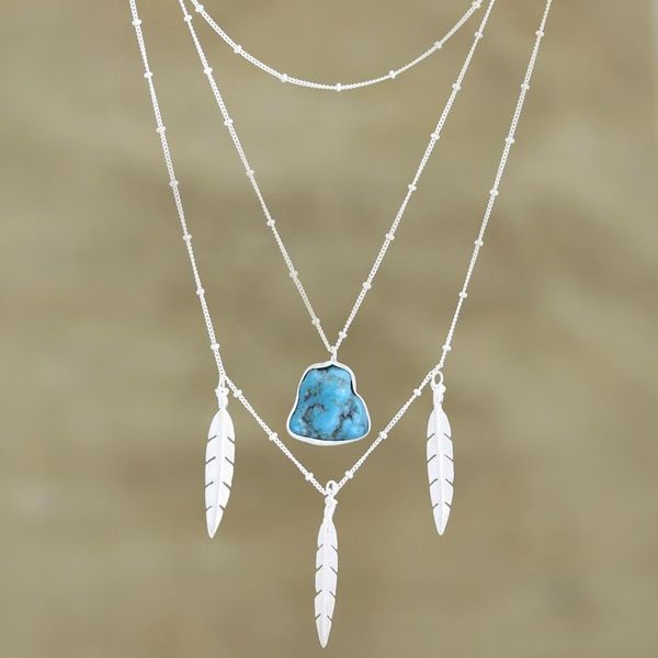 Alternate image for Hand Made Sterling Silver Leaf-Themed Pendant Necklace Leaves in Fall