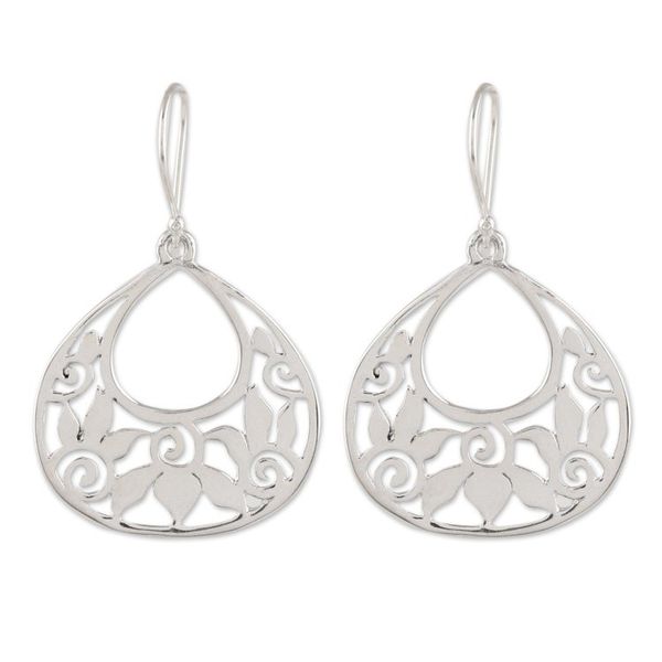 Alternate image for Openwork Pattern Sterling Silver Dangle Earrings from India Petal Greetings