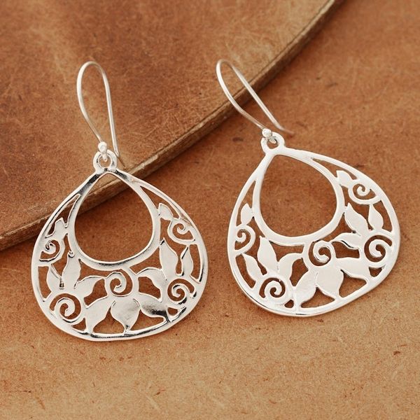 Alternate image for Openwork Pattern Sterling Silver Dangle Earrings from India Petal Greetings