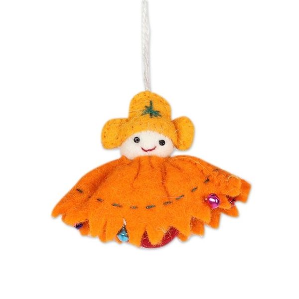 Alternate image for Wool Felt Doll Christmas Ornaments Set of 4 Holiday Dolls