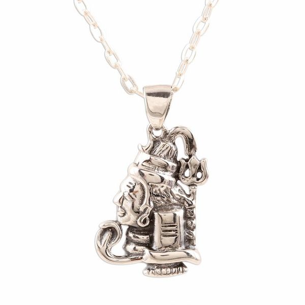 Alternate image for Shiva-Themed Sterling Silver Pendant Necklace from India Shiva Lingam