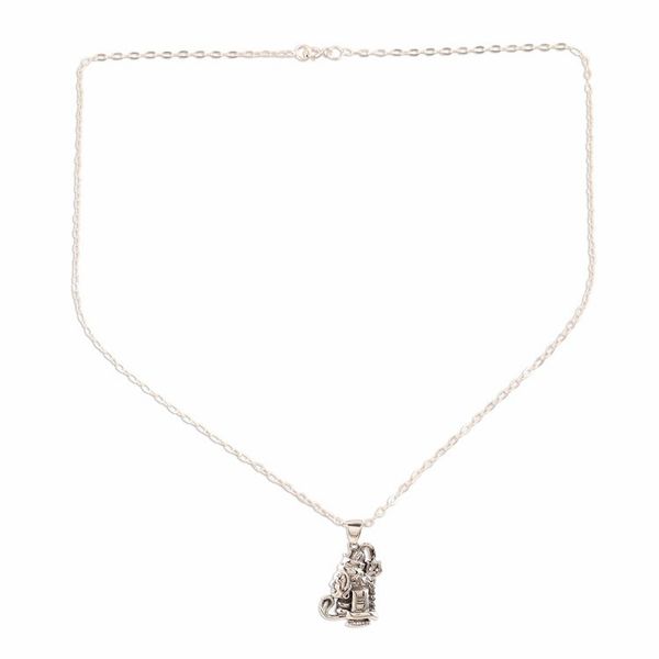 Alternate image for Shiva-Themed Sterling Silver Pendant Necklace from India Shiva Lingam