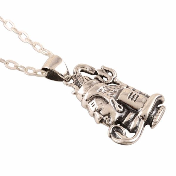Alternate image for Shiva-Themed Sterling Silver Pendant Necklace from India Shiva Lingam