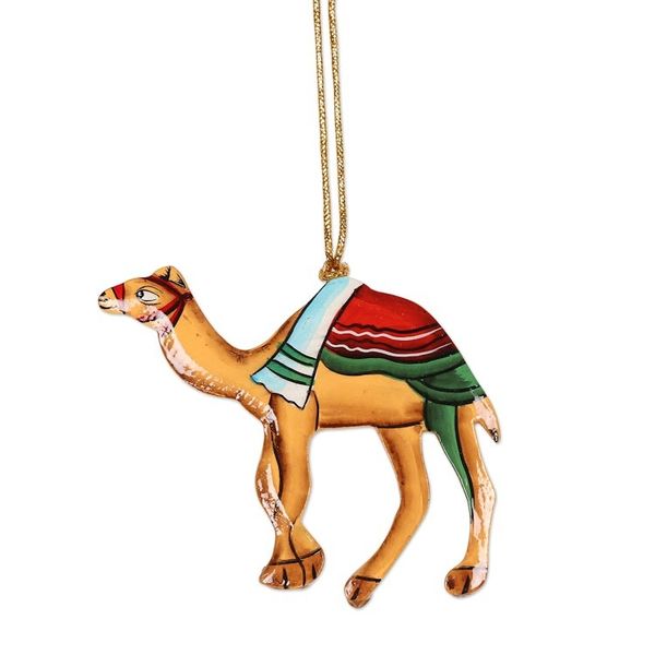 Alternate image for Artisan Crafted Wood Camel Ornaments Set of 6 Christmas Camels