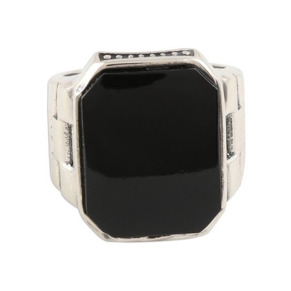 Alternate image for Mens Oxidized Sterling Silver and Black Onyx Ring Handsome Allure