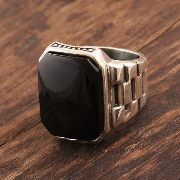 Alternate image for Mens Oxidized Sterling Silver and Black Onyx Ring Handsome Allure