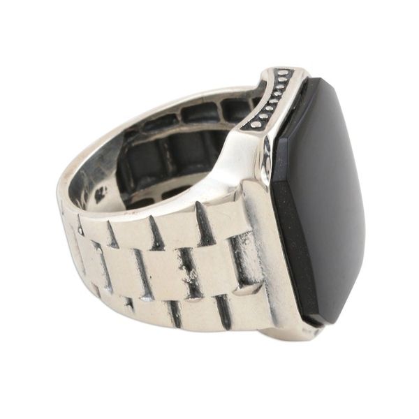 Alternate image for Mens Oxidized Sterling Silver and Black Onyx Ring Handsome Allure