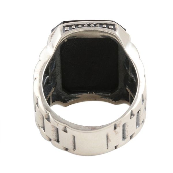 Alternate image for Mens Oxidized Sterling Silver and Black Onyx Ring Handsome Allure