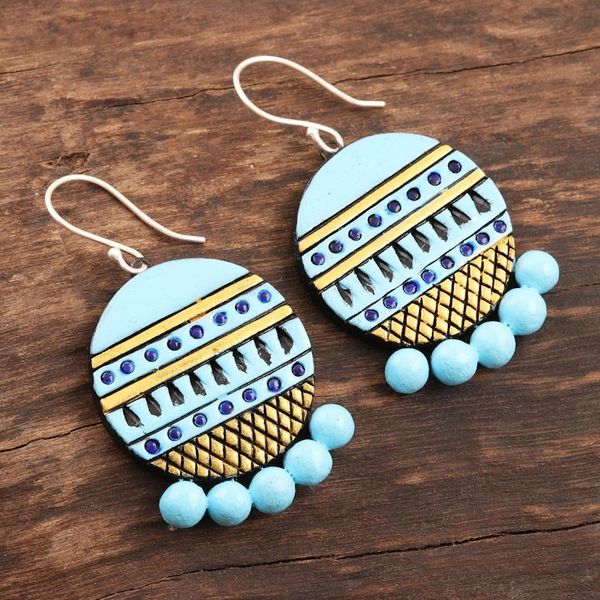Alternate image for Hand Made Blue Ceramic Dangle Earrings from India Sky Blue Baubles