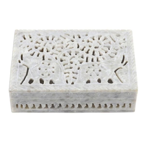 Alternate image for Hand Crafted Decorative Soapstone Elephant Box Royal Greetings