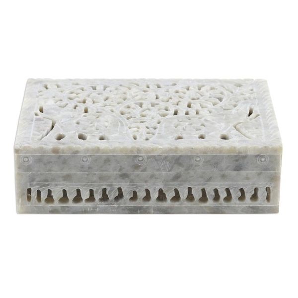 Alternate image for Hand Crafted Decorative Soapstone Elephant Box Royal Greetings