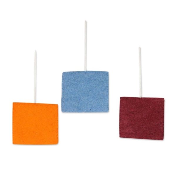 Alternate image for Unique Wool Felt Ornaments from India Set of 3 Sent With Love