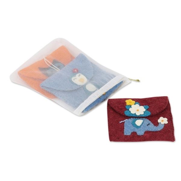 Alternate image for Unique Wool Felt Ornaments from India Set of 3 Sent With Love
