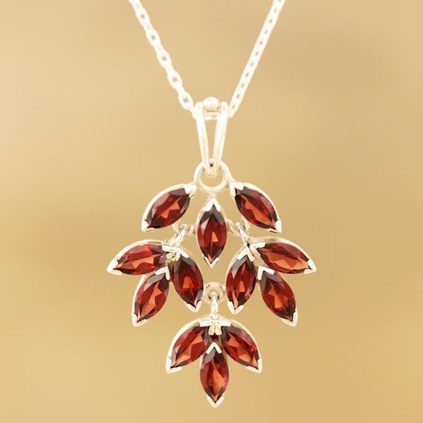 Alternate image for Marquise Garnet Pendant Necklace Crafted in India Glittering Autumn
