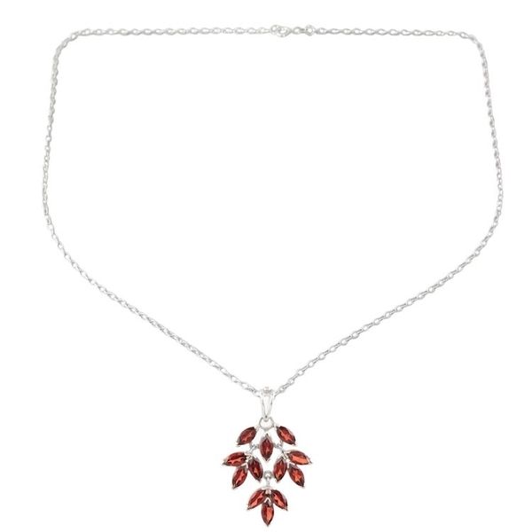 Alternate image for Marquise Garnet Pendant Necklace Crafted in India Glittering Autumn