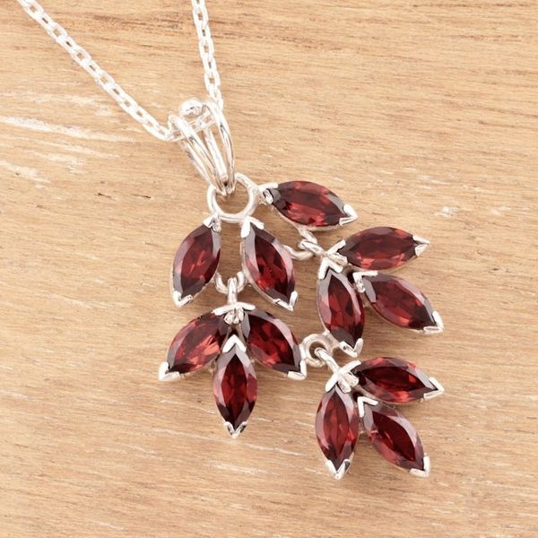 Alternate image for Marquise Garnet Pendant Necklace Crafted in India Glittering Autumn