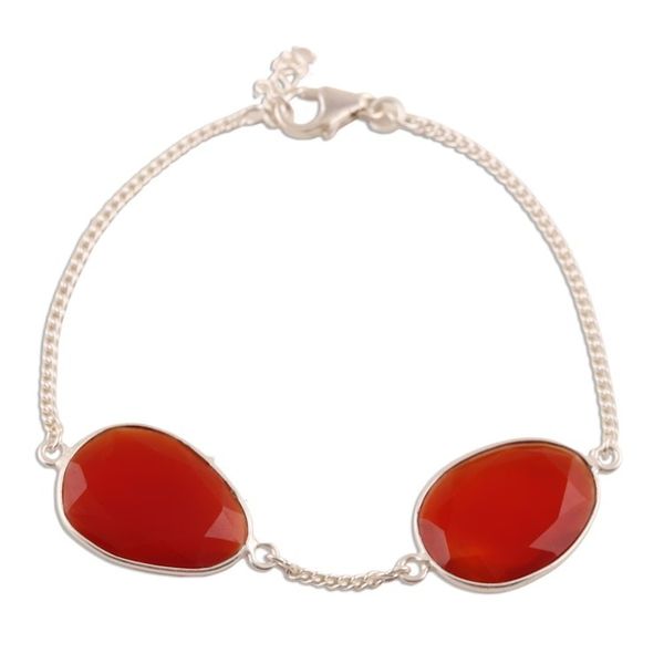 Alternate image for 6-Carat Carnelian Pendant Bracelet from India Fiery Twins