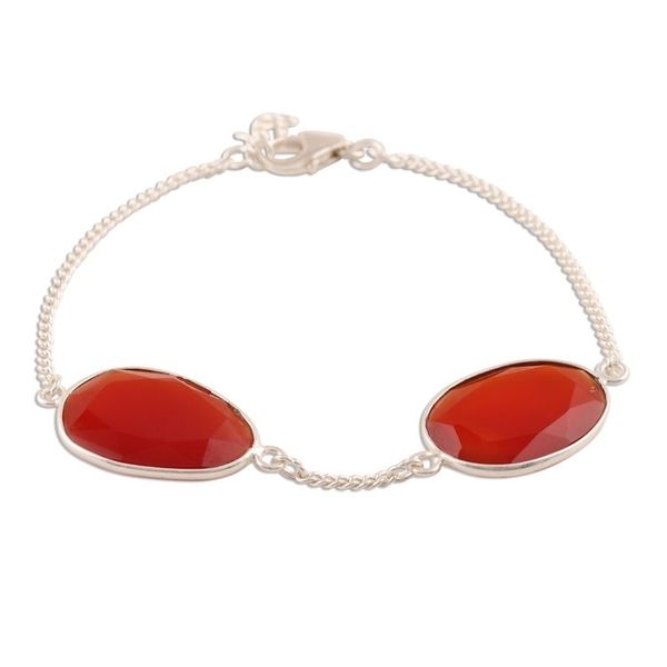 Alternate image for 6-Carat Carnelian Pendant Bracelet from India Fiery Twins