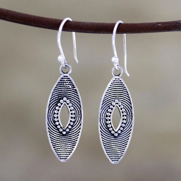 Alternate image for Marquise Shape Sterling Silver Dangle Earrings from India Marquise Elegance